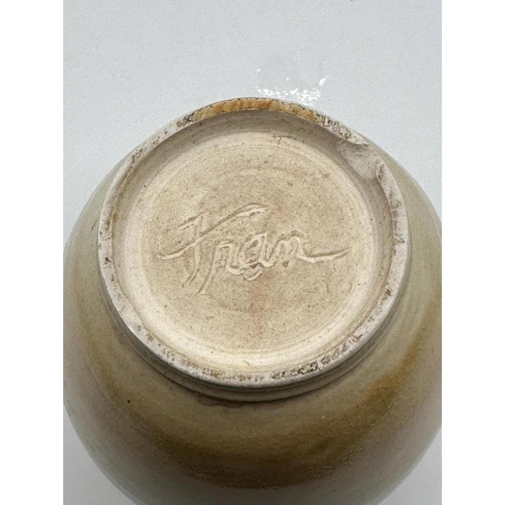 Vintage Yellow Stoneware Bud Vase Embossed Floral Motif Artist Signed Pottery